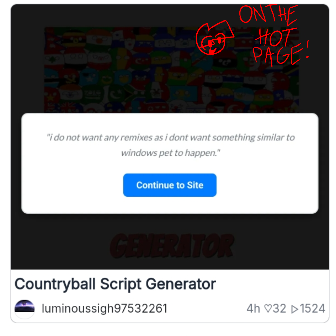 Hot page notification