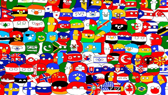 A collection of various countryballs